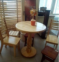 Стол "Круглый" 900мм, сосна лакированный на сайте Стройсервис
