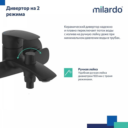 Смеситель для ванны Rora RORBL00M02 Milardo