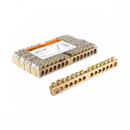 Шина нулевая 14групп/крепеж по центру, сеч.6х9 мм TDM	 на сайте Стройсервис
