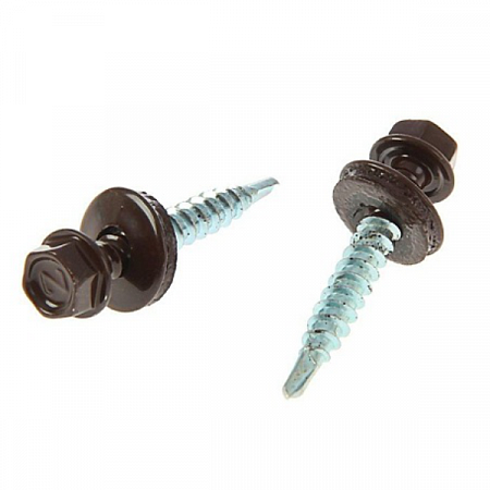 Саморез кр.4,8х28(29) RAL 8017 (шоколад) к дерев.конструкции  на сайте Стройсервис
