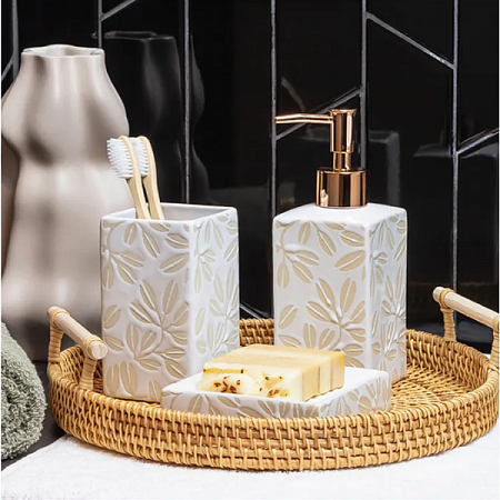 Мыльница ВаннДерЛиф, керамика, цвет белый с бежевым рисунком 60712 Master House (3)