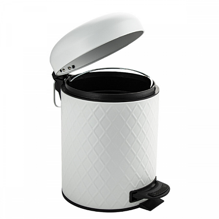 Ведро круглое с узором 12л нерж. (белое с педалью) Санакс (3)