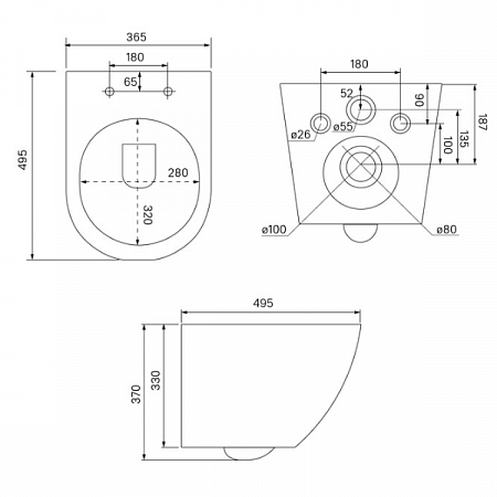 Унитаз подвесной BLANCO безободковый черный матовый BLAR3BMi25 IDDIS (8)