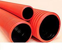 Труба защитная двустенная ПНД/ПВД  Ду110 КРАСНАЯ (50м) на сайте Стройсервис
