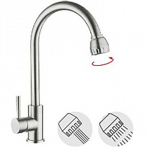 Смеситель для кухни на гайке АК77203 нерж. AquaKratos (без подводки) на сайте Стройсервис
