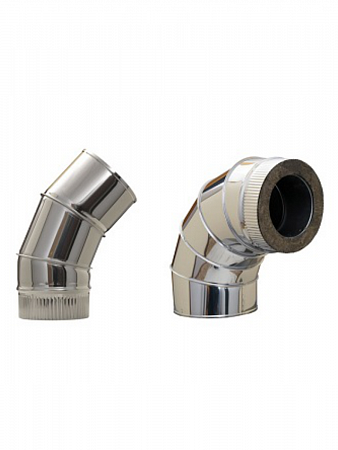 Отвод дымоходный 135° ф115х180 нерж/оцинк 0,5мм СЭНДВИЧ на сайте Стройсервис
