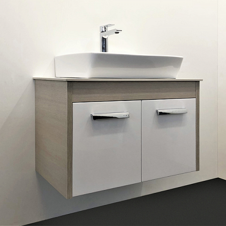 Тумба-умывальник Киото-75П COMFORTY сосна лоредо со столешницей и раковиной 9055RA-50 на сайте Стройсервис
