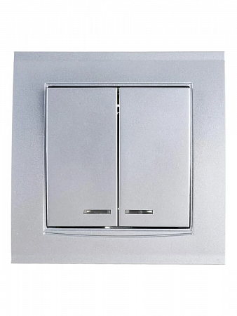 Выключатель 2-кл.СП Бриллиант 10А IP20 с подсветкой серебр.7949667 UNIVersal  на сайте Стройсервис
