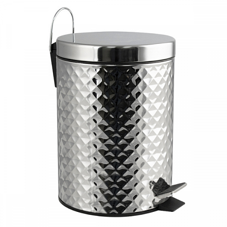 Ведро Санакс круглое 5л нерж. РОМБИЧЕСКОЕ ( с доводчиком, с педалью ) 7705 на сайте Стройсервис
