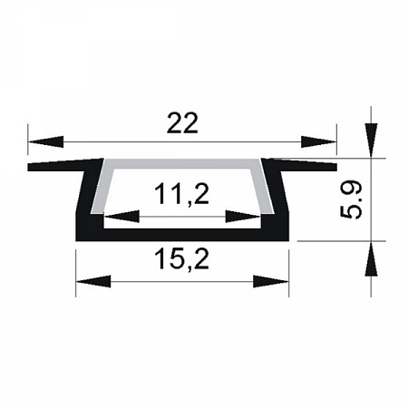 Профиль алюминиевый PAL 2206 врезной (2м) анодированный JazzWay