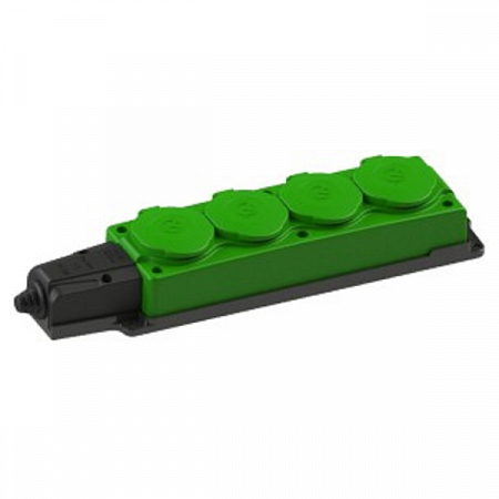 NE-AD колодка ОУ четверная 4 гн. с загл. каучук 2P+PE 1x16A 220-240V IP54 зеленый 4134 на сайте Стройсервис
