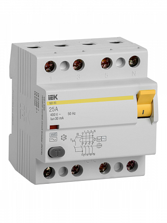 Выключатель автоматический дифф. тока (УЗО) 4п 25А 30мА тип AC на сайте Стройсервис
