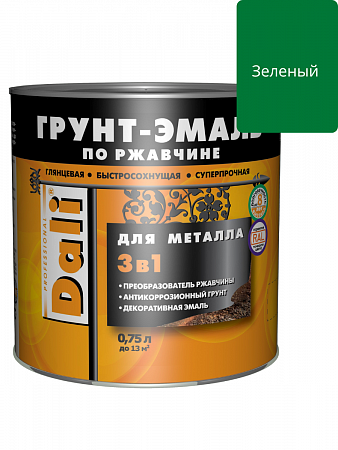 Грунт эмаль по ржавчине 3в1 зелёный 0.75кг Dali (Дали) на сайте Стройсервис

