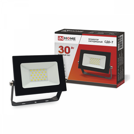 Прожектор сд СДО-7 30Вт 230В 6500К IP65 черный IN HOME на сайте Стройсервис
