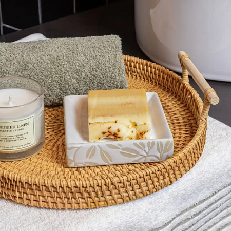 Мыльница ВаннДерЛиф, керамика, цвет белый с бежевым рисунком 60712 Master House  на сайте Стройсервис
