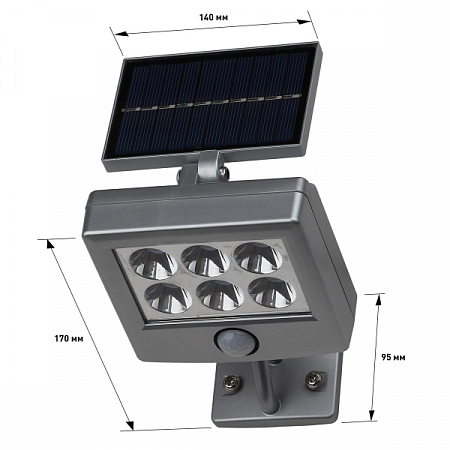 Прожектор 6LED 150Лм на солн. батарее, с датч. движения ERAFS048-08 ЭРА_2