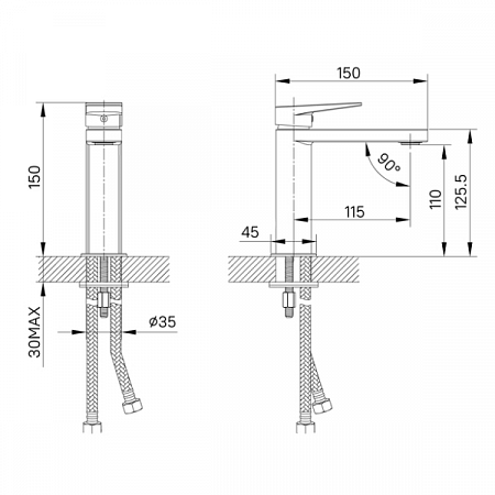 Смеситель для умывальника Bridge BRDSB00i01 IDDIS