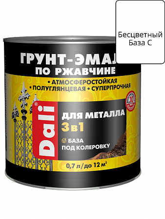 Грунт-эмаль по ржавчине 3в1 бесцветный 0,7л база С DALI на сайте Стройсервис
