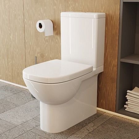 Унитаз-компакт "QUADRO SLIM SL DM " 2-реж. белый(сидение дюропласт с микролифтом) на сайте Стройсервис
