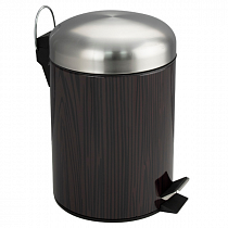 Ведро Санакс круглое 5л нерж. ТЕМНОЕ ДЕРЕВО ( кожаные вставки с педалью ) 1405 на сайте Стройсервис
