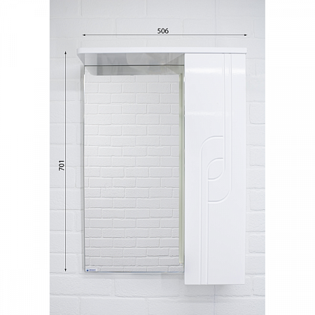 Шкаф-зеркало Лилия 50 правый АЙСБЕРГ DA2005HZ Домино (1)