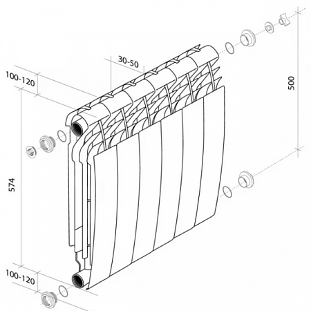 Радиатор Биметалл Royal Thermo Biliner 500/Bianco Traffiko 6сек