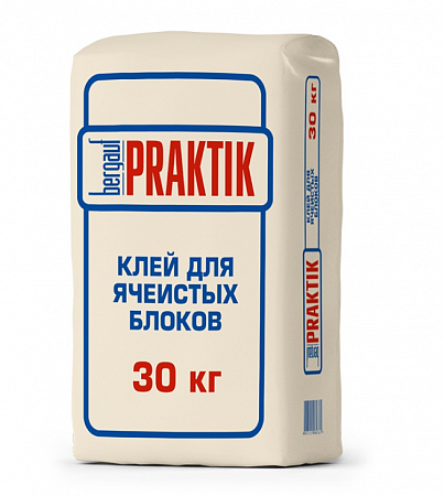 Клей для ячеистых блоков 30кг Бергауф Praktik на сайте Стройсервис
