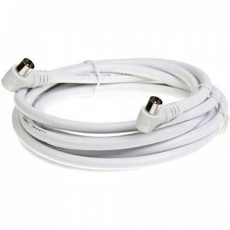 Шнур TV Plug - TV Jack 3м угловой бел. Rexant 18-0024 на сайте Стройсервис
