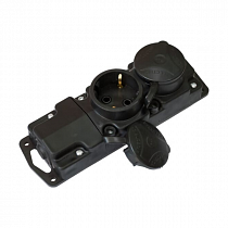 Розетка каучук с/з 2 мест.черная прямая с заглушками 16А 250В IP44 СВЕТОПРИБОР на сайте Стройсервис
