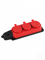 Колодка 3-х местная каучук с/з красная прямая с заглушками 16А 250В K-3e-RED-IP44 ЭРА на сайте Стройсервис
