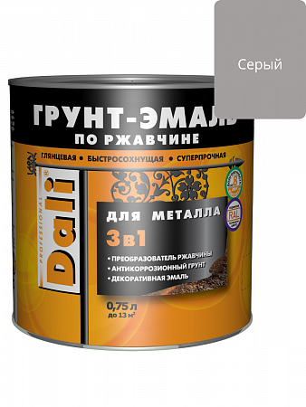 Грунт эмаль по ржавчине 3в1 серый 0.75кг Dali (Дали) на сайте Стройсервис
