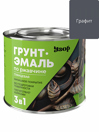Грунт-эмаль по ржавчине 3в1 Узор глянцевая графит Ral 7024 фас 1.8кг на сайте Стройсервис
