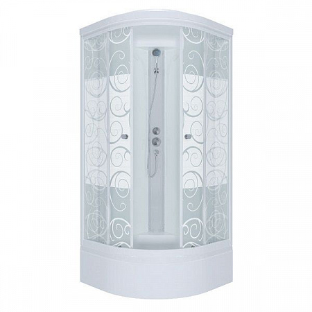 ДК "Стандарт 90*90 В3" ДН4, УЗОРЫ, полукруг, сред. поддон (7 мест+сифон E410CL) ЭКСТРА на сайте Стройсервис
