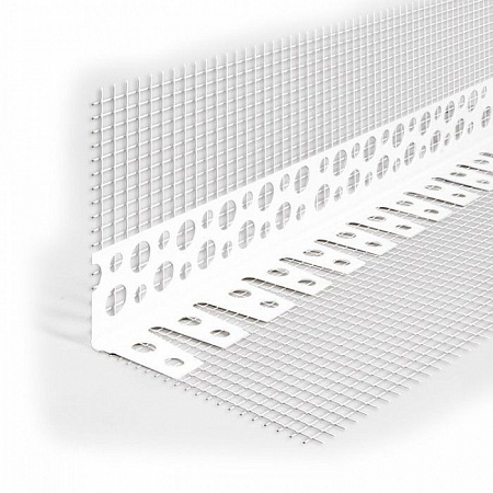 Угол арочный перфорированный с сеткой 100/100из ПВХ под штукатурку 2,5м на сайте Стройсервис

