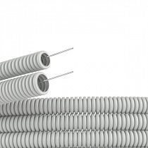 Труба ПВХ гибкая гофрированная д.40 мм, лёгкая, с протяжкой, цвет серый, (Бухта 25м) на сайте Стройсервис
