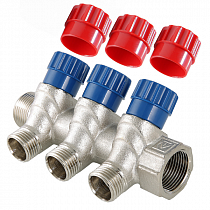 Коллектор 3/4" х 1/2" с вентилями Valtec 2 выхода  на сайте Стройсервис
