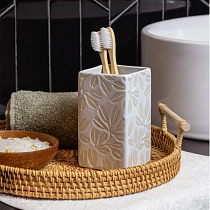 Стакан д/зубных щеток ВаннДерЛиф, керамика,цвет белый с бежевым рисунком 60710 Master House на сайте Стройсервис
