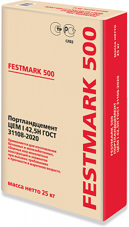 Цемент FESTMARK 500 ЦЕМ I 42.5 H, 25кг, SLK Cement на сайте Стройсервис
