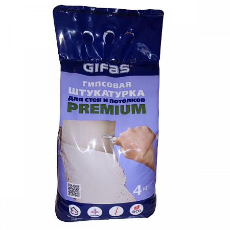 Штукатурка гипсовая Gifas Premium 4кг  на сайте Стройсервис
