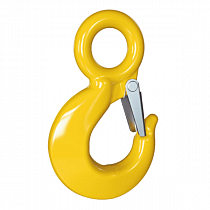 Крюк с кольцом и предохранителем А327 желтый на сайте Стройсервис
