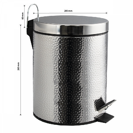 Ведро круглое шагреневое 5л нерж. (хром с педалью) Санакс (5)