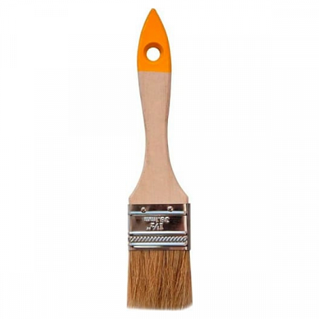 0101915 Кисть плоская "Хобби", натуральная щетина, дер. рукоятка, 38мм, KORVUS на сайте Стройсервис
