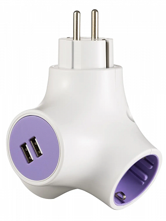 СТАРТ  сет. адаптер-разветв. 2 роз. 16А 2xUSB (2,4А) шторки, земля SPA1/2-ZD Octopus 4/12 (Р) на сайте Стройсервис
