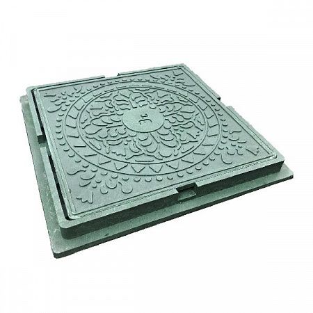 Люк Полимерно песчаный тип  "ЛМУ" квадратный (А30) цвет зеленый на сайте Стройсервис
