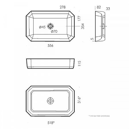 Умывальник накладной Line 55 SANITA LUXE (5)