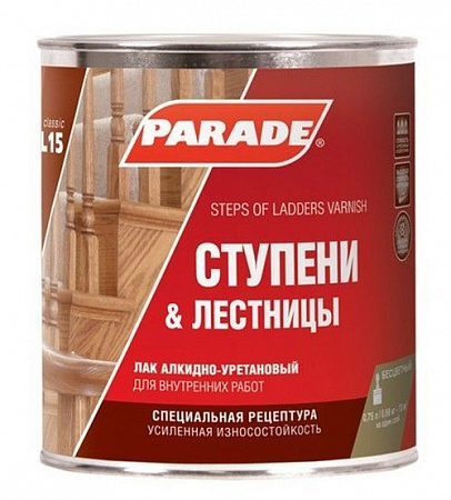 0006071 Лак алкидно-уретановый PARADE L15 Ступени & Лестницы Глянцев. 0,75л Россия на сайте Стройсервис
