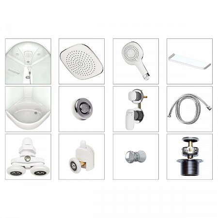 Душевая Кабина DOMANI-SPA Delight Slim 99high высокий поддон, белые стенки, прозрачные стекла, б/э