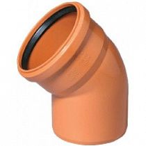 Отвод канализационный рыжий Ду110мм  45° НПВХ Хемкор на сайте Стройсервис
