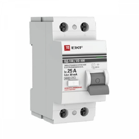 Выключатель автоматический дифф. тока (УЗО) 2п 25А 30мА тип АС ВД-100  на сайте Стройсервис
