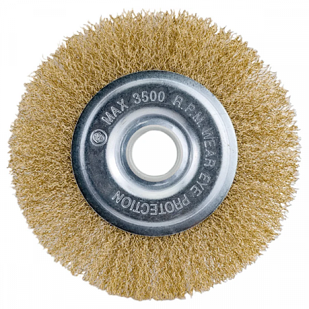 Щетка крацовка дисковая (плоская) 150*22 латунь на сайте Стройсервис
